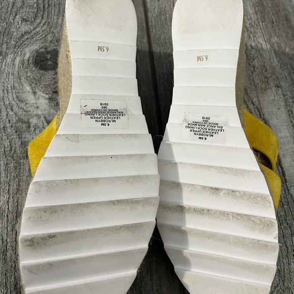NEW! Marc Fisher Yellow Suede Slip On Wedged Espadrille Sandals - 6.5M - Picture 6 of 7